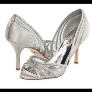 Silver rhinestoned heels